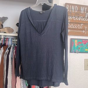 Z by Zella Hooded Cotton Navy Long Sleeve Top